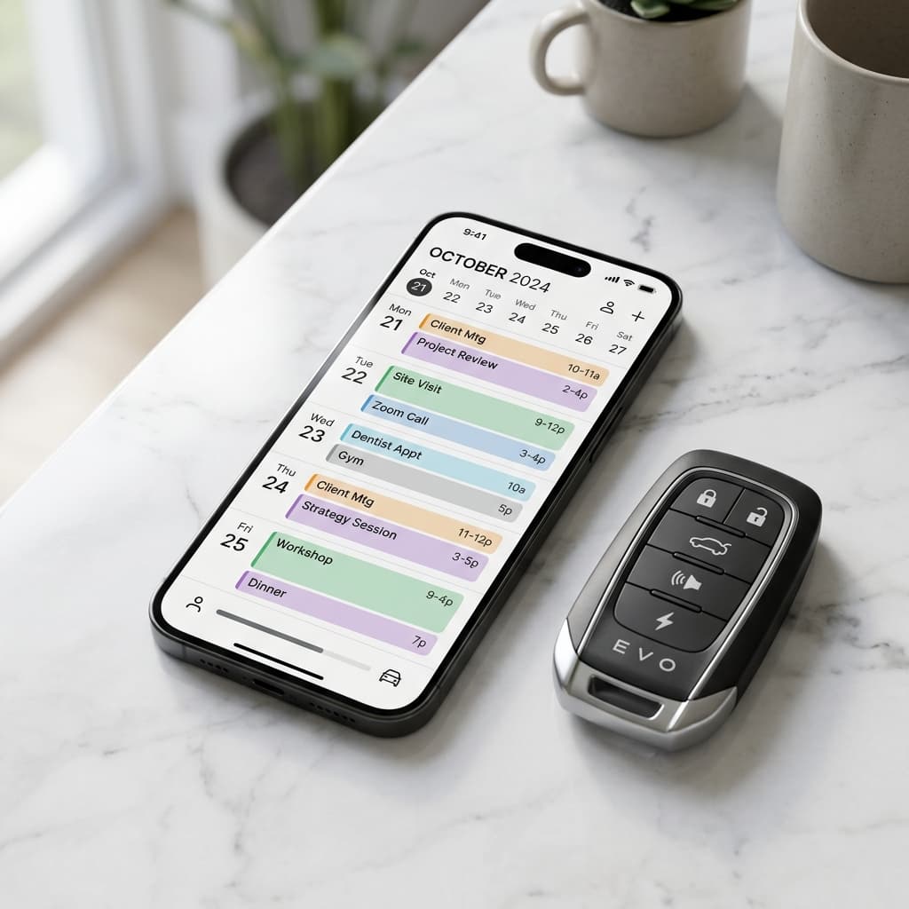 Synchronized scheduling app calendar mock